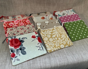 Fabric Coin Purse, Handmade Cotton Zipped Pouch