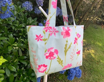 Floral Fabric Tote Bag: Handmade Cotton Shoulder Bag