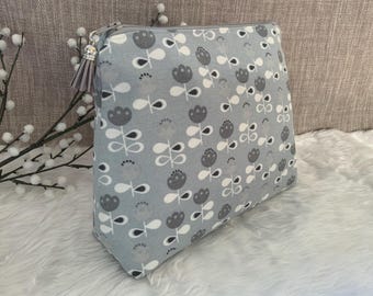 Toiletry Bag, Handmade Wash Bag, Water Resistant Lining, Large Cosmetic Purse, Scandi