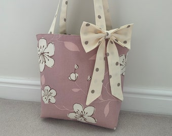 Tote Bag, Fabric Bag, Medium, Internal Pocket, Shoulder Bag, Handbag, Travel Bag, Teachers Gift, Mothers Day Gift, Fabric Bow