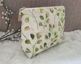 Botanical Toiletry Bag: Large Handmade Travel Cosmetic Pouch