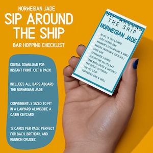 Schluck um das Schiff - Norwegische Jade Bar Crawl Printable | Cruise Trinkspiel | NCL Bar Checkliste