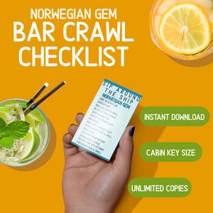 Schluck um das Schiff - Norwegische Gem Bar Crawl Printable | Cruise Trinkspiel | NCL Bar Checkliste