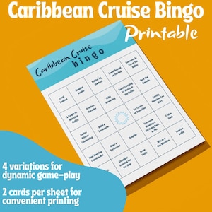 Caribbean Cruise Bingo Printable Game | Fun Family Cruise Activity | Instant Download | Cruise Ship Game for Kids & Adults | Vacation Game