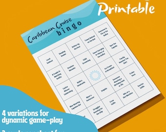 Bingo de crucero por el Caribe: Actividad para vacaciones familiares (Descarga instantánea)