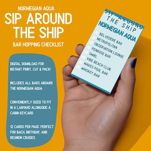 Schluck um das Schiff - Norwegische Aqua Bar Crawl Printable | Cruise Trinkspiel | NCL Bar Checkliste