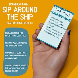 Schluck um das Schiff - Norwegische Dawn Bar Crawl Printable | Cruise Trinkspiel | NCL Bar Checkliste
