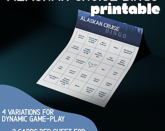 Bingo de crucero por Alaska: Actividad para vacaciones familiares (Descarga digital)
