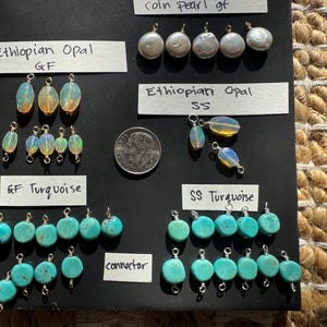 gold filled & sterling silver Ethiopian Opal connector, genuine Arizona turquoise connector, opal charm, turquoise charm, permanent jewelry