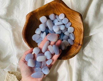 Blue chalcedony- one PIECE- tumbled blue chalcedony from Turkey