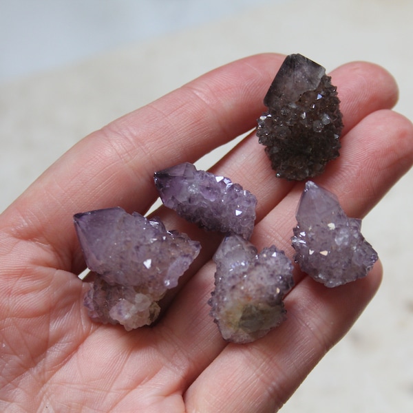 Set of 5 grape Spirit Quartz - south African spirit quartz points - lilac spirit quartz, cactus quartz point lot - old stock, amethyst