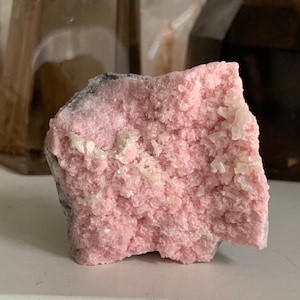 Pink Rhodochrosite cluster - Rhodochrosite from Bulgaria- natural rhodochrosite with Quartz - raw rhodochrosite