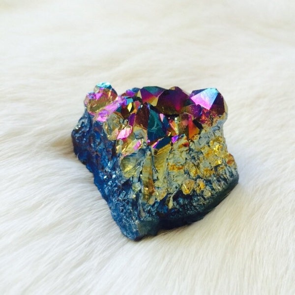 One Amethyst Cluster - Rainbow Aura