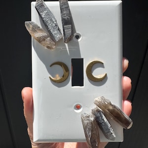 Smoky moon, Crystal light switch cover, crystal wall plate, one of a kind, midsize wall plate