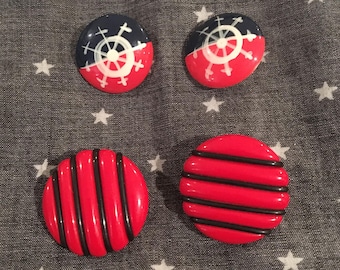 two sets of vintage round oversize clip-on earrings