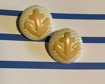 Vintage plastic anchor earrings pierced