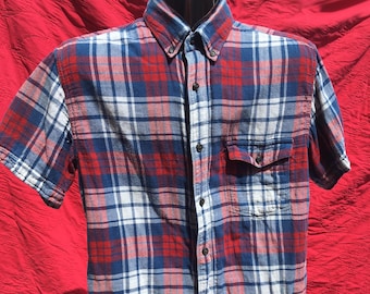 Mens S rw&b madras plaid short sleeve shirt