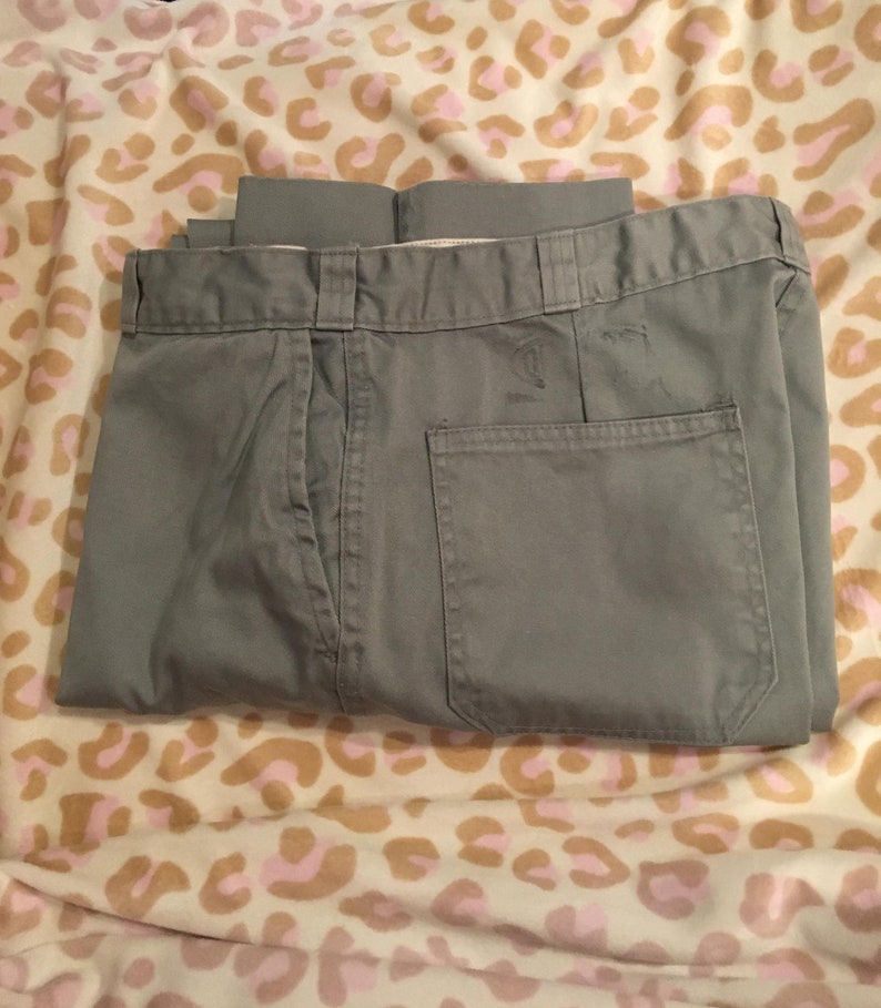 mens vintage gray chino work pants button fly