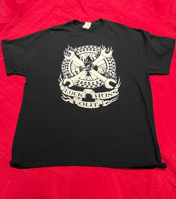 Vintage XL Luck Runs Out XL heavy black T shirt - image 3