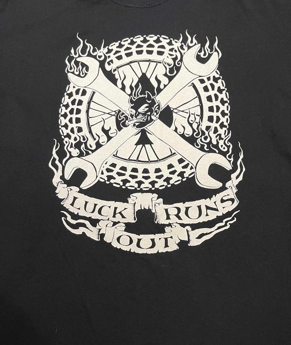 Vintage XL Luck Runs Out XL heavy black T shirt - image 1