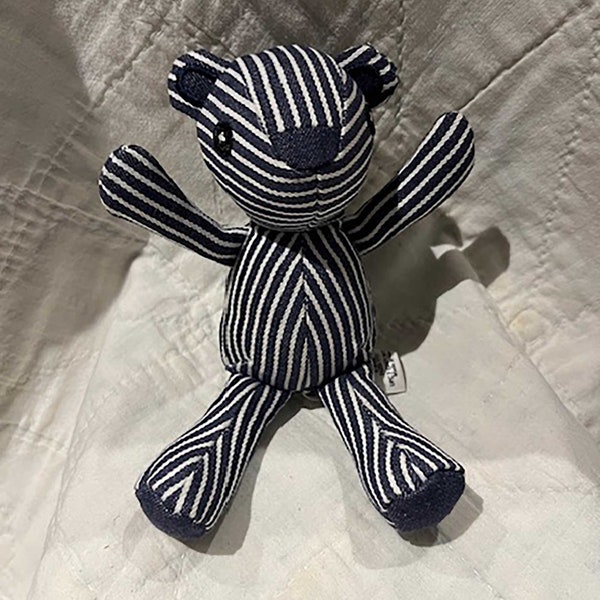 Hickory by Oshkosh small stuffed engineer striped denim bear