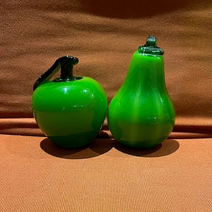 Pair of 1960s green glass fruit