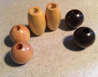 6 big wooden beads