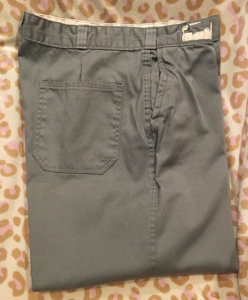 mens vintage gray chino work pants button fly