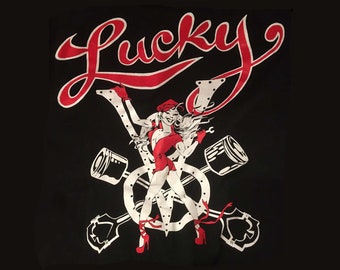 black Lucky gal V8 T shirt S