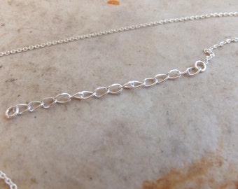 Cable Link Chain ~ 16 inches with an extender to 18 inches, .925 STERLING SILVER, spring ring clasp, adjustable necklace