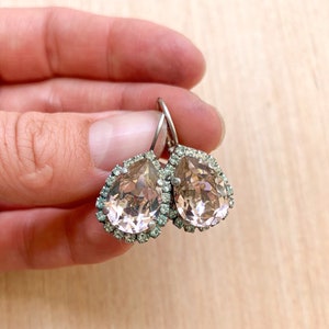 Crystal Earrings, Rose Gold and Silver Earrings, Wedding Earrings, Bridal Earring image 1