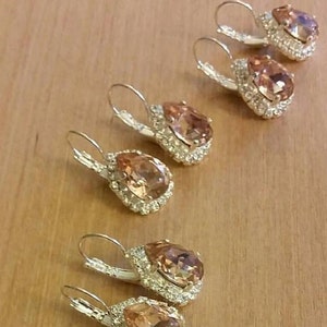 Crystal Earrings, Rose Gold and Silver Earrings, Wedding Earrings, Bridal Earring image 3