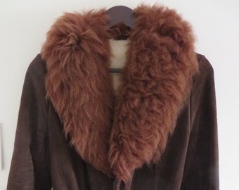 REDUCED 70s Vintage Shearling Coat | Boho Fur Maxi Coat | Shaggy Warm Coat | Winter Coat | Fluffy Fur Collar | Sherpa Lining || Size S