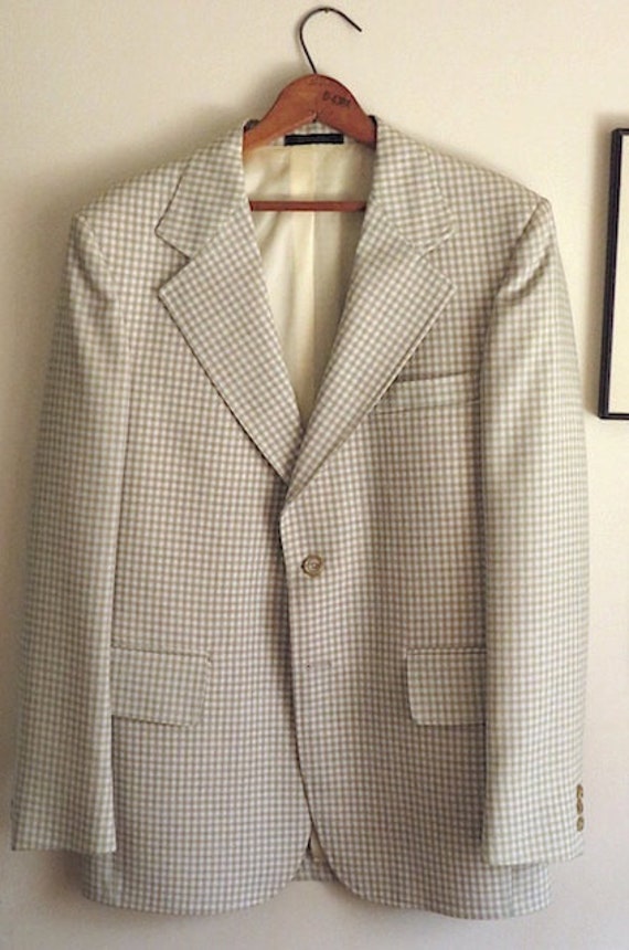 70s Vintage Blazer / Men's Checkered Jacket / Sin… - image 1