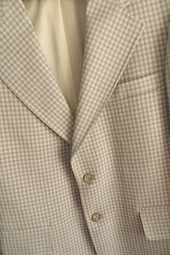 70s Vintage Blazer / Men's Checkered Jacket / Sin… - image 2