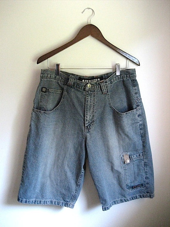 90s Vintage Pants Blue Denim Six Pocket Cargo Pants by JOE BOXER