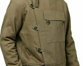 Chaqueta de algodón marrón sueca hecha a mano para hombre / Abrigo estilo motociclista estilo militar cálido de invierno para hombre / Chaqueta vintage / Chaqueta de algodón sueco para hombre