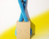 Rabbit 00LR . Bright sky blue. Limited edition. Abstract stuffed toy. Bunny for Easter. Kids design