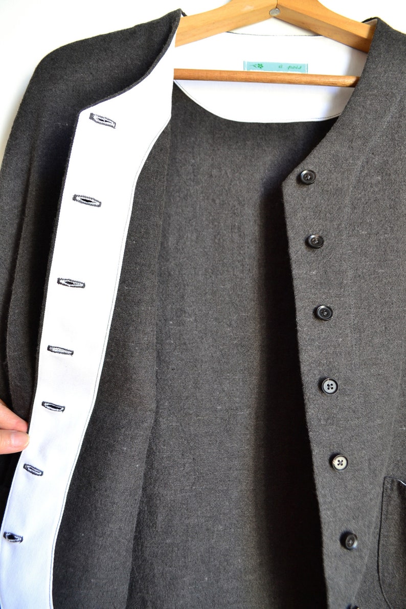 Single jacket Pebble Jacket ; L2L size Linen Wool cardigan