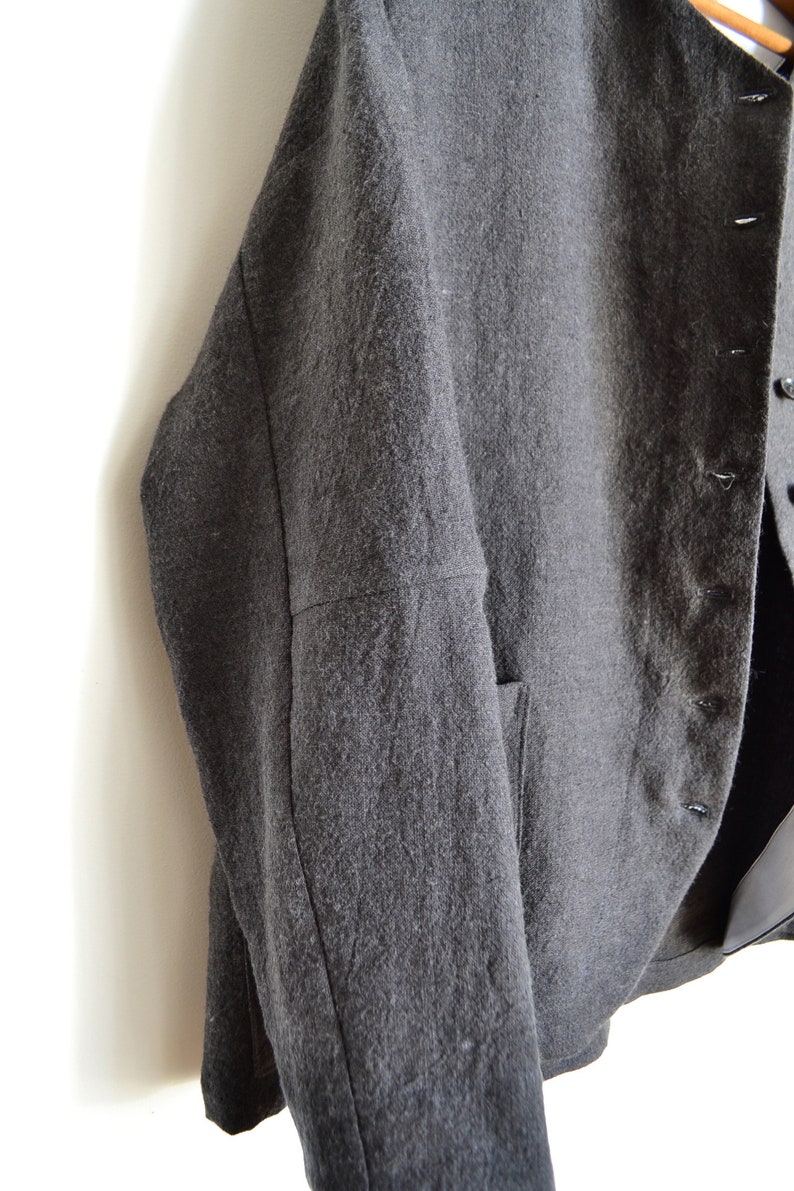 Single jacket Pebble Jacket ; L2L size Linen Wool cardigan
