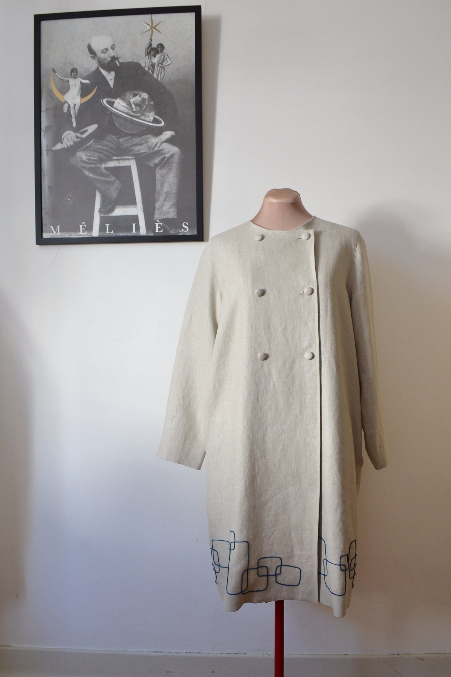 Ripple Linen Coat M Bone Women's Linen Coat Double - Etsy