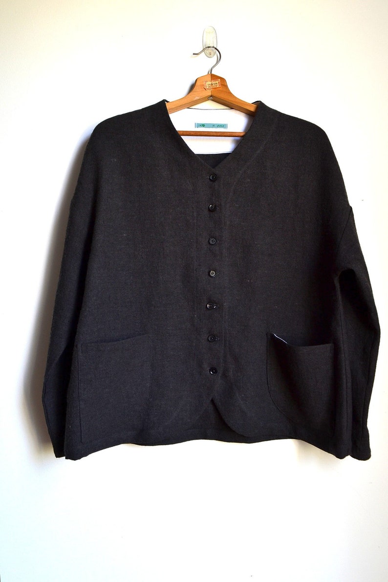 Single jacket Pebble Jacket ; L2L size Linen Wool cardigan