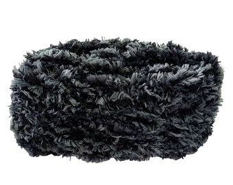 Black faux fur knitted infinity cowl, Handmade neckwarmer, Black cowl, Knitted Wrap Around, Infinity Scarf, Fur cowl, Knit accessory