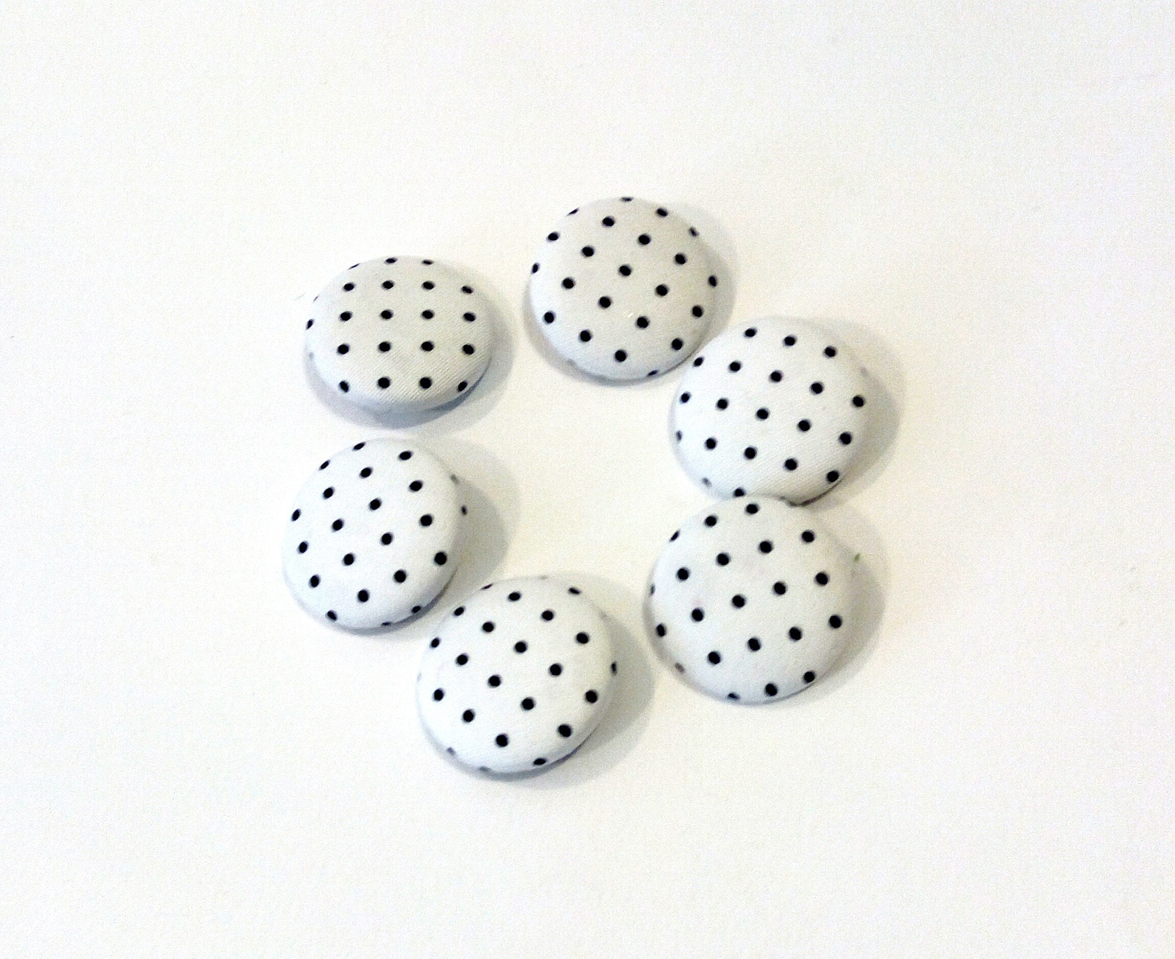 Polka dots buttons Covered fabric buttons Sewing buttons White and