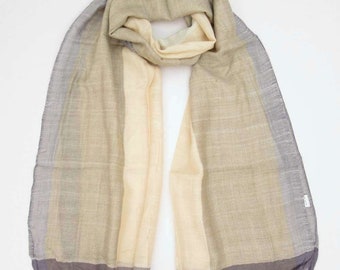 Φουλάρι γκρι μπεζ με κρόσσια / Scarf beige grey