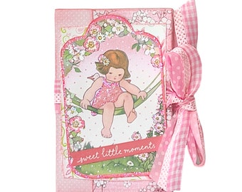 Pink baby girl mini album, Girl newborn mini album, Baby shower girl party gift, New mom gift, Premade photo book, New Grandma gift