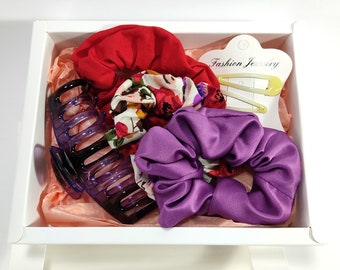 Σετ δώρου αξεσουάρ για τα μαλλιά μωβ   Gift Set hair accessories