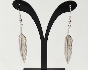 Σκουλαρίκια μεταλλικά φτερά / Silver feather earrings