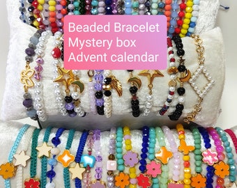 Beaded bracelet advent calendar, Jewelry mystery box, Birthday countdown mystery box with bracelets, Christmas advent calendar calendar