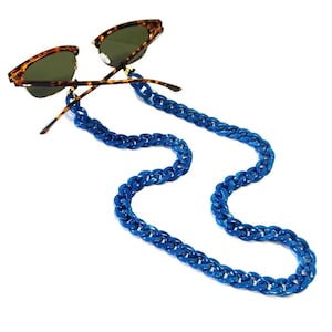 Blue acrylic sunglasses chain Blue glasses chain, Laces for sunglasses, Eyeglasses holder necklace, Reading Glass Chain, Gift For Her